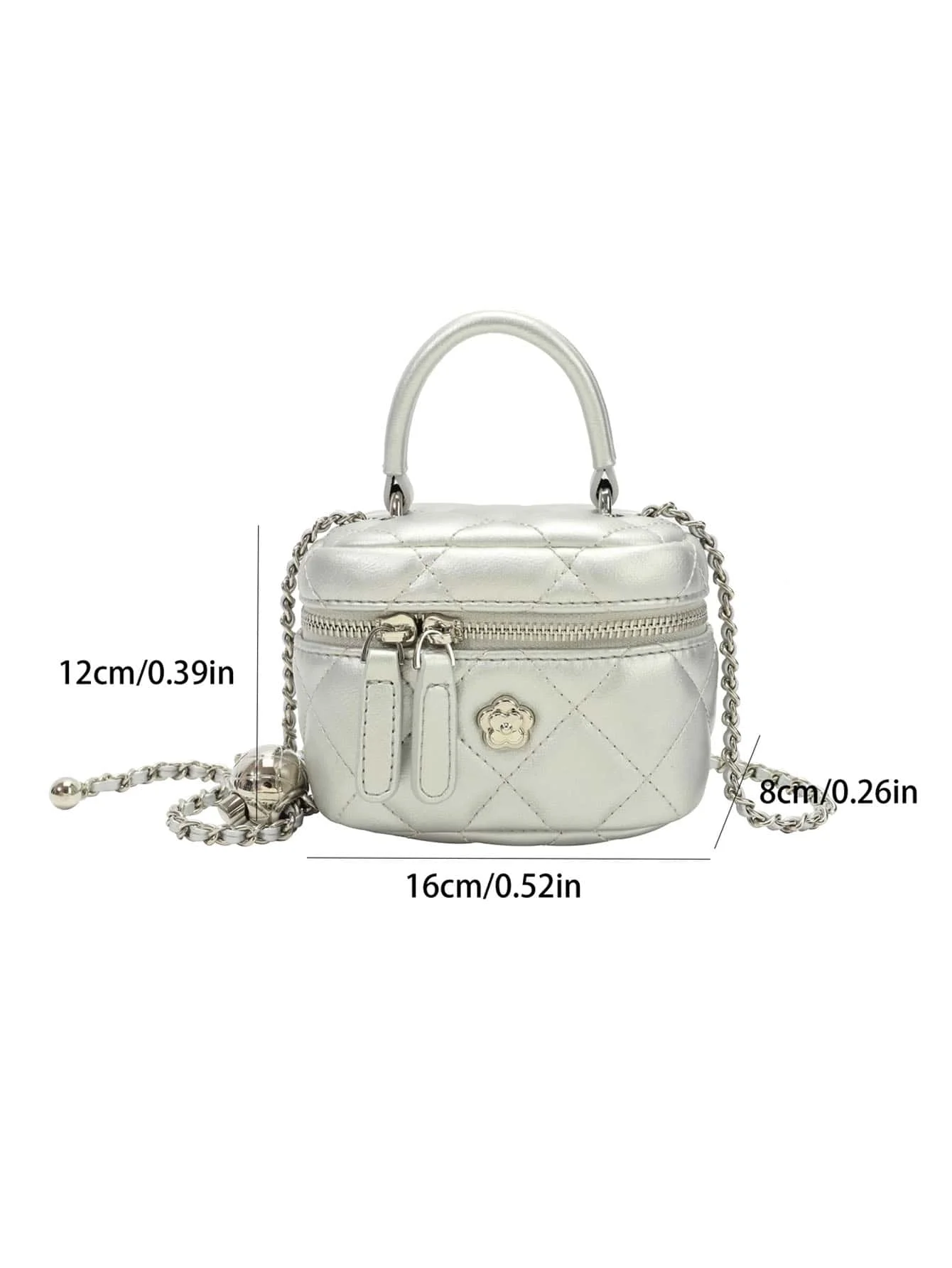 Silver Bag for Women 2024 New Fashion Lingge Embroidered Thread Single Shoulder Small Square Bag Mini Chain Crossbody Bucket Bag