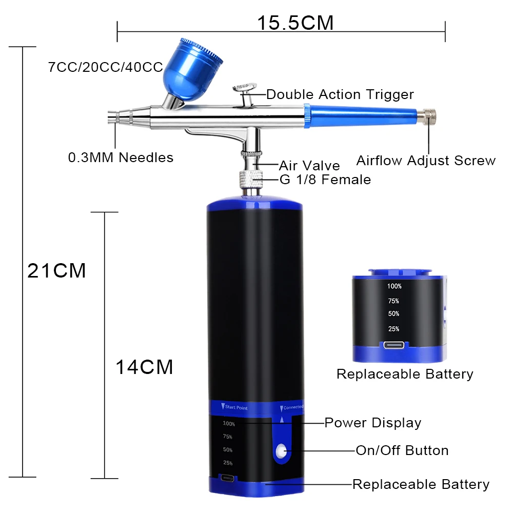 Wireless Personal Airbrush Makeup Kit Air Brush Compressor Spray Gun High Powerful Pressure Nail Art Design Home Diy Tool