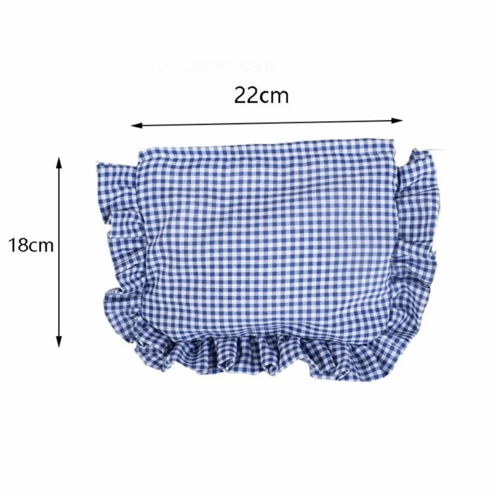 Durable Ruffle Plaid Makeup Bag Large Capacity Portable Cosmetic Pouch Zipper Handbag Home&Travel