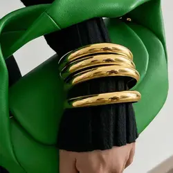 DIEZI Personality Simple Bangles Sets Punk Hip Hop Men Gold Silver Color Geometric Wide Bangles For Women Bracelet Gift Jewelry
