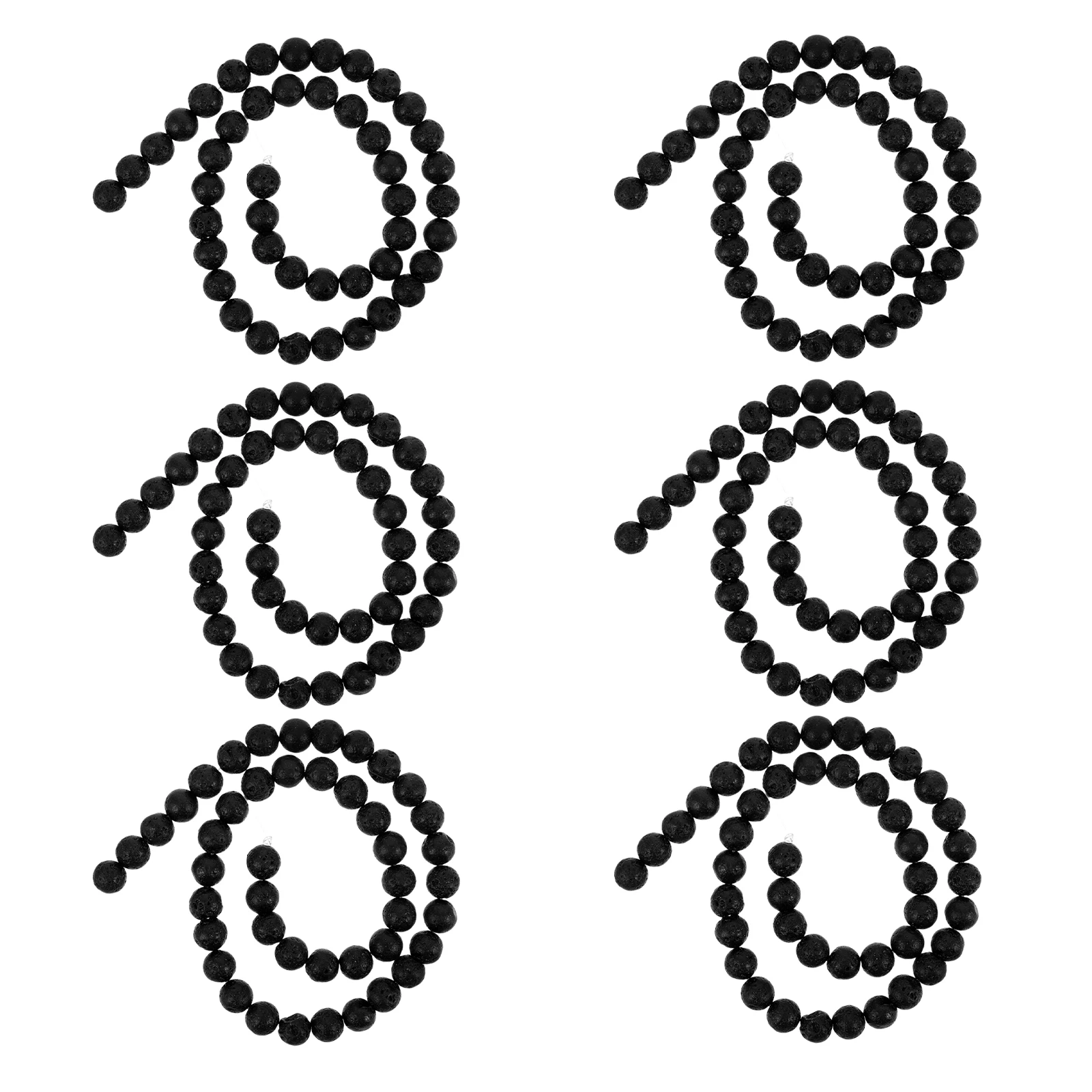 

6 Strings Jewelry Volcanic Rock Beads Lava for Making Energy Stone Gem Beaded Bracelets Crafts Black Loose