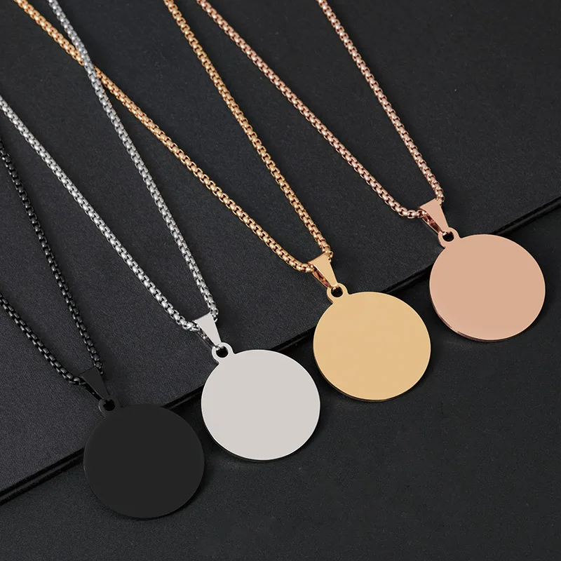 5 Pcs Stainless Steel Blank Round Disc Pendants Single Hole DIY Jewelry Accessories Blank Tags For Handmade Jewelry Making