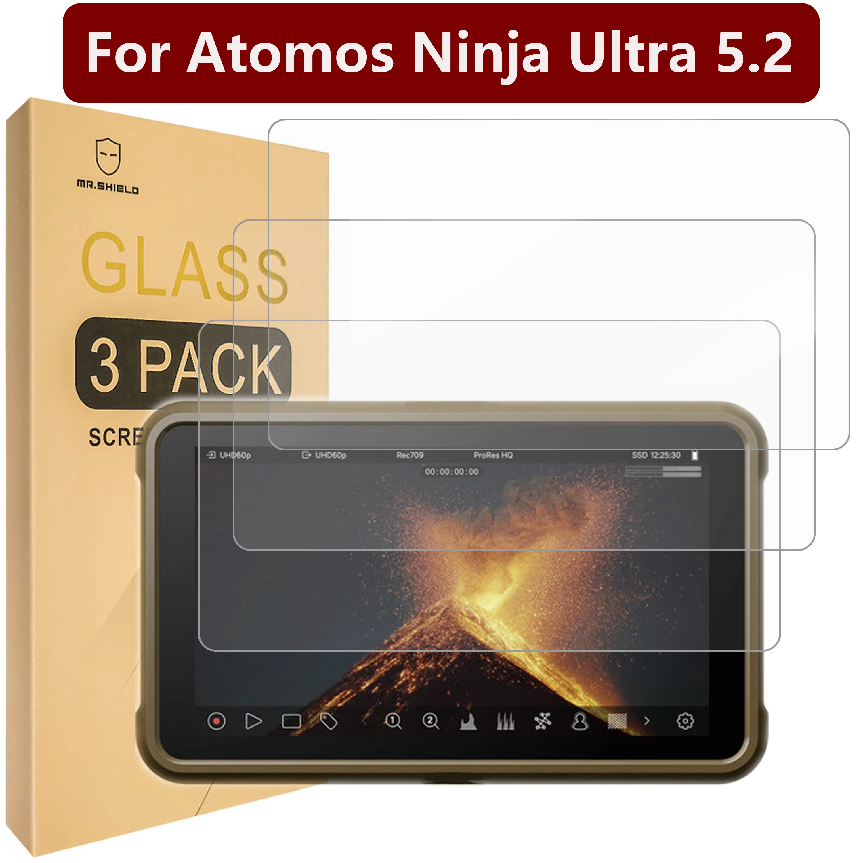 

Mr.Shield [3-Pack] Screen Protector For Atomos Ninja Ultra 5.2 [Tempered Glass] [Japan Glass with 9H Hardness] Screen Protector