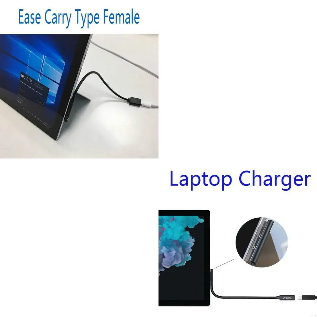 Kabel konektor 896f untuk Mikro Soft Surface 7/6/5/4/3 Kabel Pengisian Laptop Jenis C USB 3.1 Adaptor Daya PD 15cm
