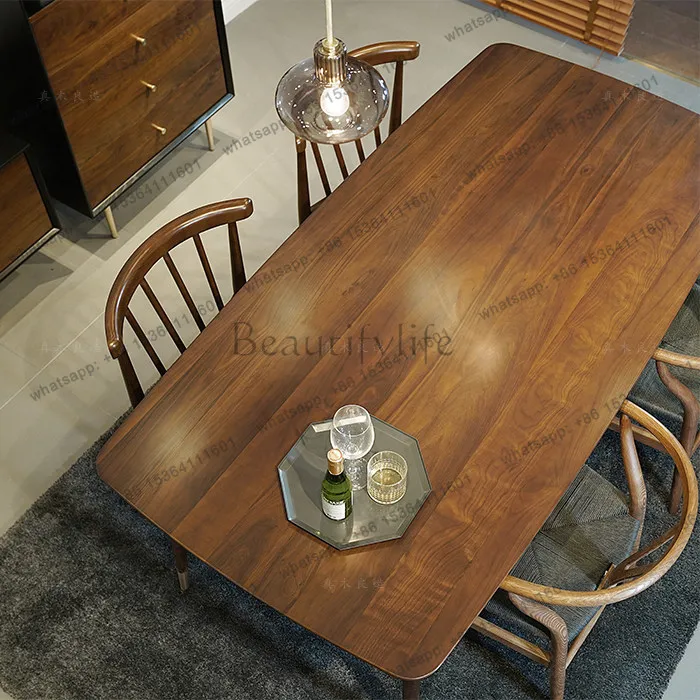 

LD25 black walnut all solid wood dining table worktable 1.8 meters living room rectangular desk