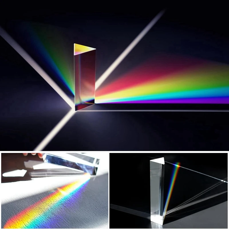 2Pcs Clear Triangular Prism,6&1In Lengths Optical Prisms For Teaching Light Spectrum Physics And Photo Photography Prism