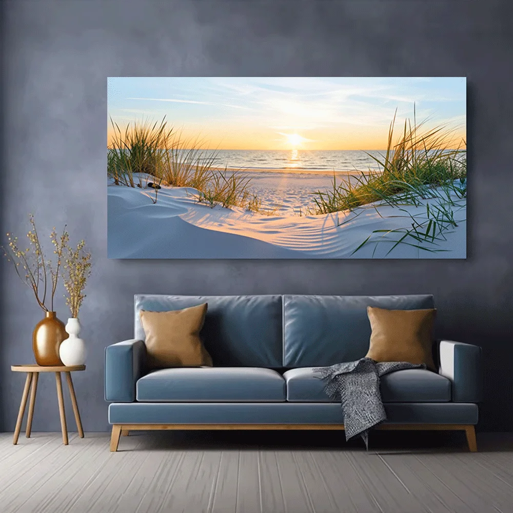 1PC-Canvas poster Unframed  Beach Sunset Ocean View Sand Dunes Coastal Landscape Art Print  summer