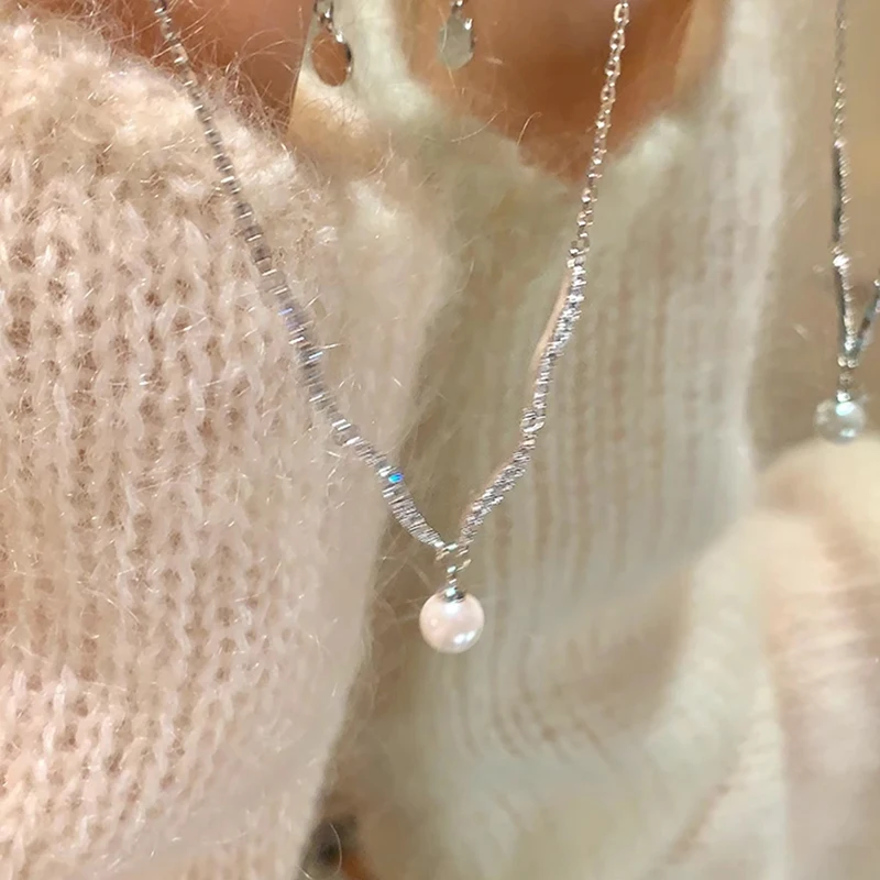 

Новое ожерелье из стерлингового серебра 925 пробы с жемчугом, индивидуальное очарование, простой стиль, женский кулон, колье, подарок на день рождения, изысканные ювелирные изделия