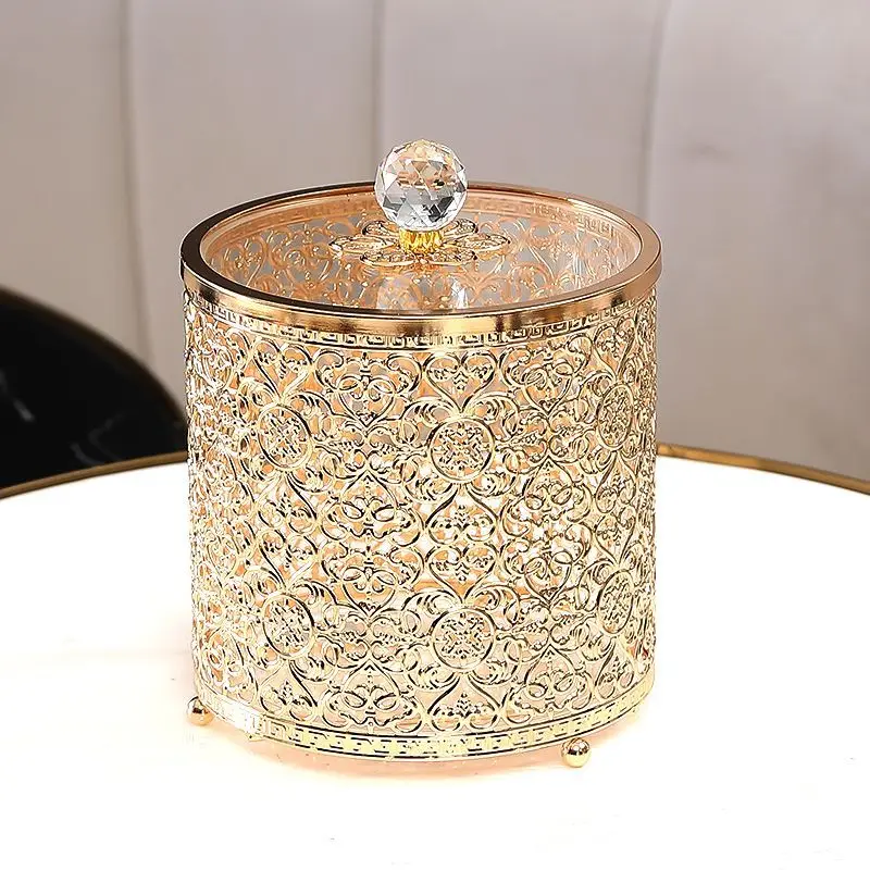 Desktop Trash Can Light Luxury Home Peel Confetti Storage Metal Thickened Acrylic Liner Storage Bucket Household Cleaning Tools