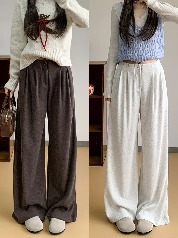 

Широкие брюки, велюровый спортивный костюм, женский зимний мешковатый костюм на флисовой подкладке, современный, профессиональный, в стиле гранж, для офиса, тепло, простой