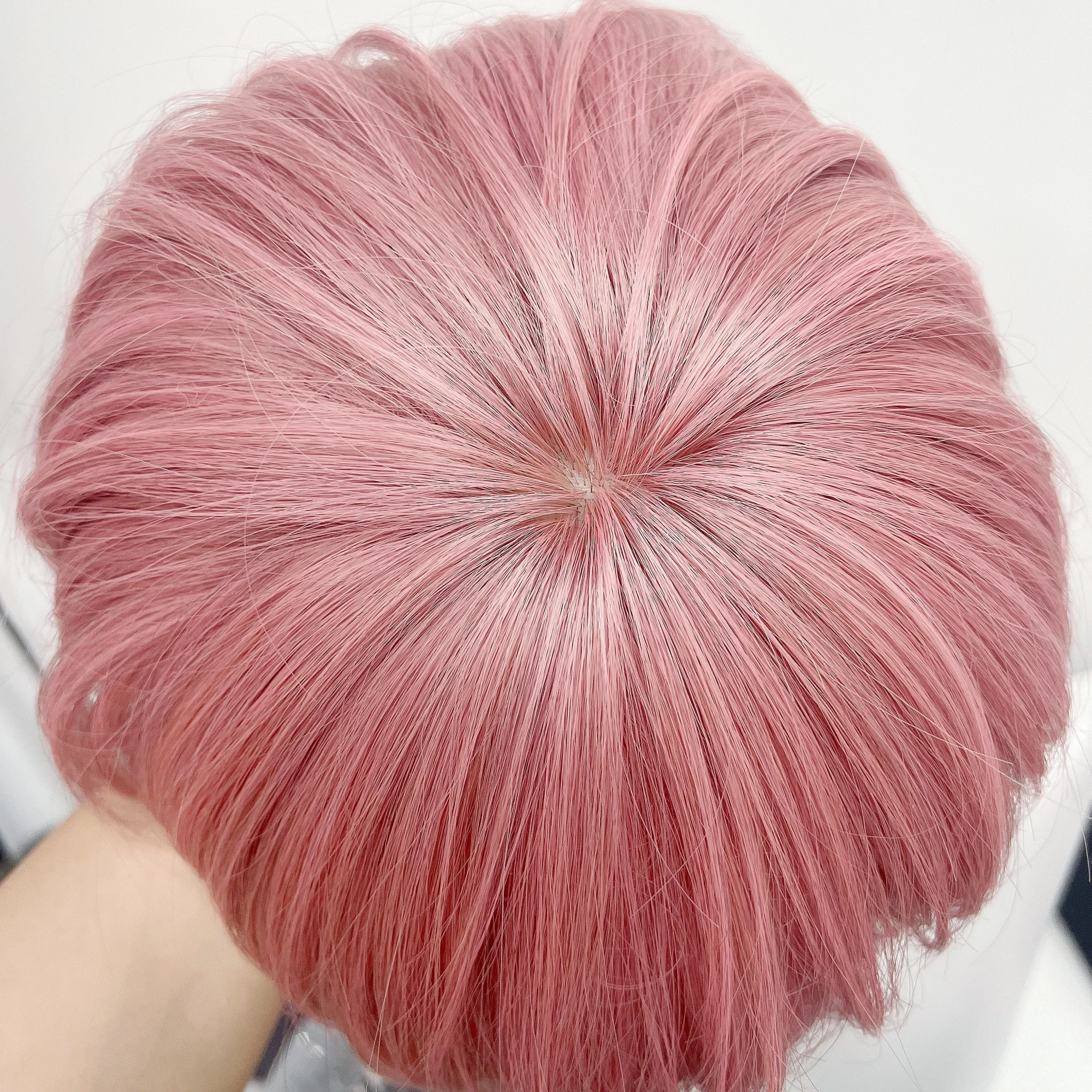 Ash Pink Wig for Man 6inch Short Wig with Bangs Handsome Nature Looking Hgih Temperature Fibers Synthetic Wigs for Live Stream - view 5