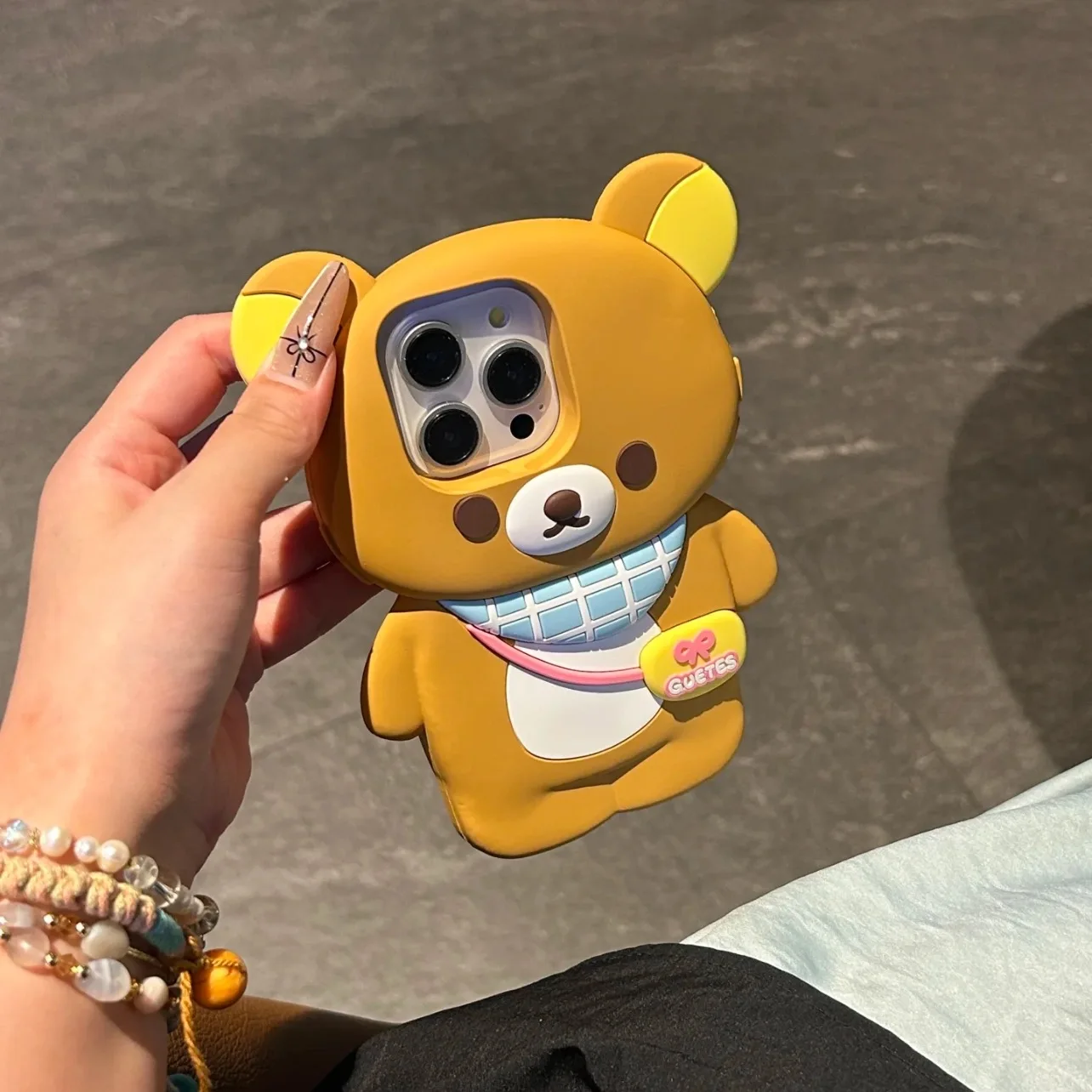 Cute Cartoon Rilakkumas Stereoscopic Phone Case for IPhone 16 15 14 13 12 11 Pro Max Soft Silicone Back Cover Funda