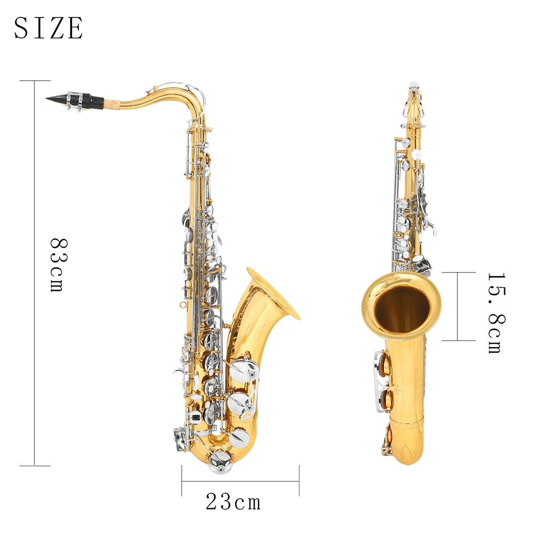 Bb Flat Tenor Saxophone Brass Body with White Pearl Keys Hand Engraved Pro Tenor Sax for Beginners Music Lover 3-color Optional