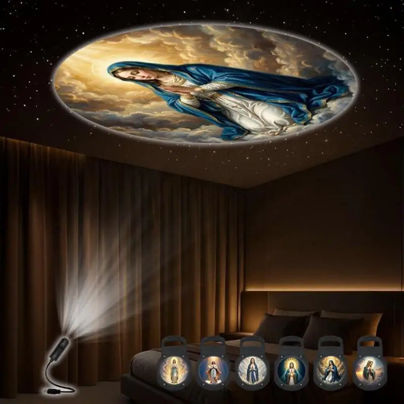 Hot Religious Character Image Themed USB Projection Light With Twelve Patterns Perfect For Room Ceiling Background Decoration
