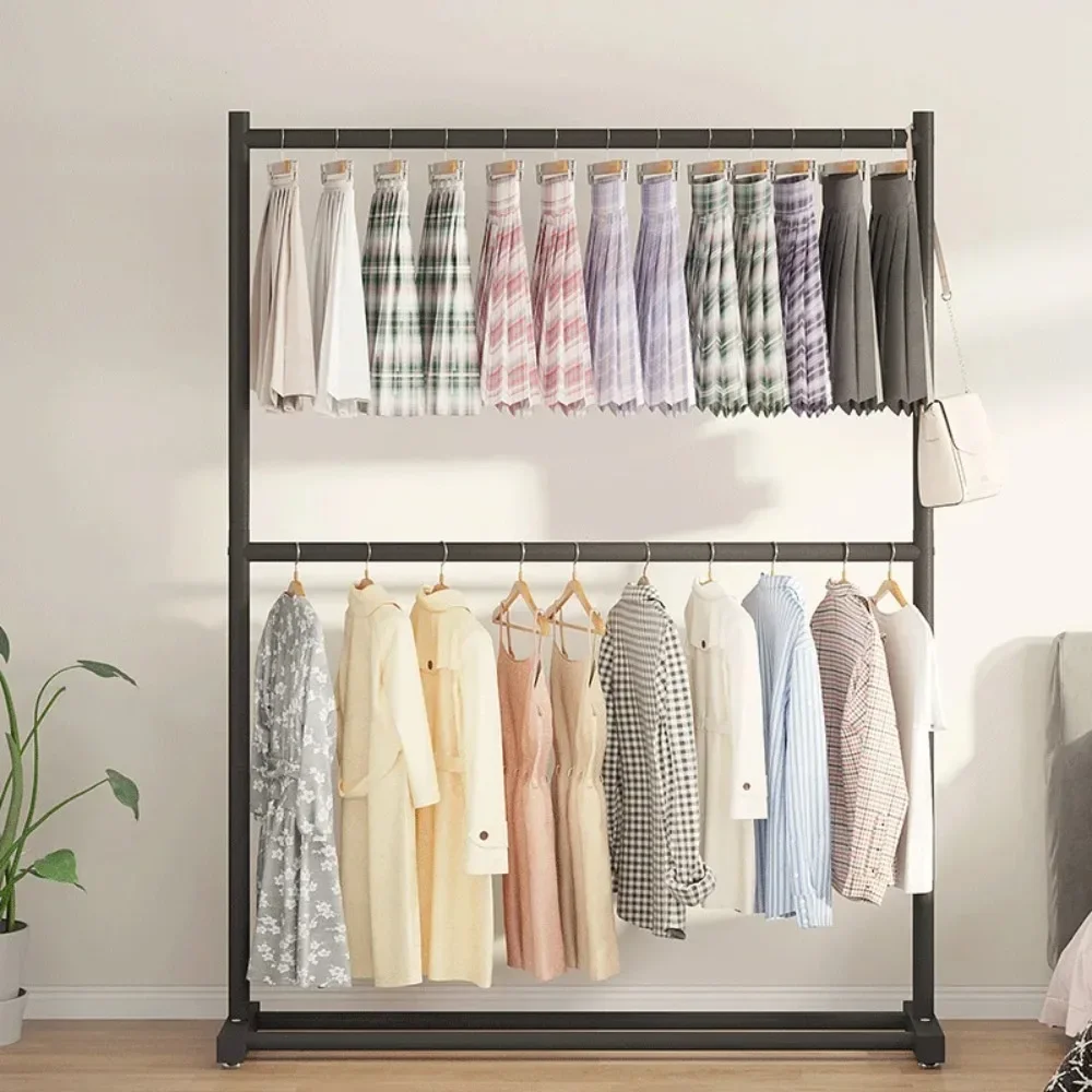 Coat Rack Movable Double Clothes Shelf For Home Furniture Save Clothes Rack Hangers Coats Floor Hanger Living Room Coat Racks