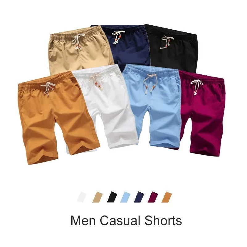 

Summer Brand Men Solid Shorts New Men's Drawstring Casual Comfortable Breathable Shorts Male Korean Slim Cotton Fashion Short