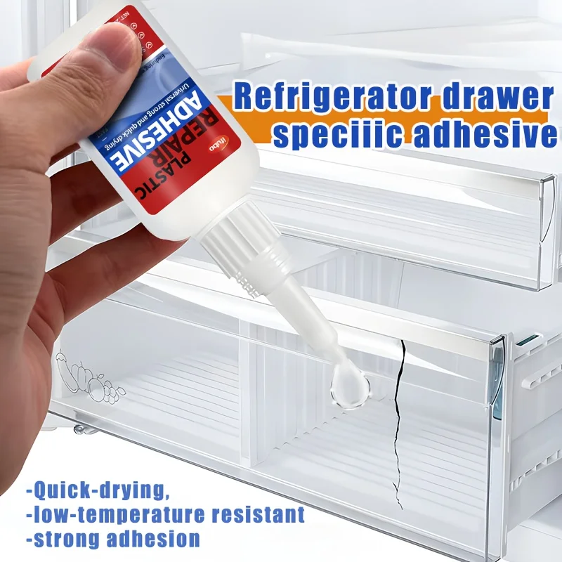 IFUBO New Refrigerator Drawer Adhesive - Quick-Drying, Low-Temp Resistant, Strong Bonding for Cracked Plastic Repairs