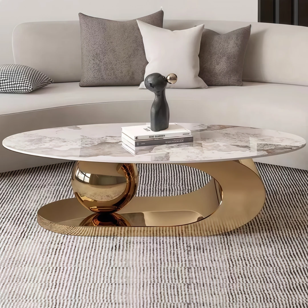 xx-Modern Minimalist Italian Designer Oval Rock Slab Coffee Table Light Luxury New Model for Home Living Room&