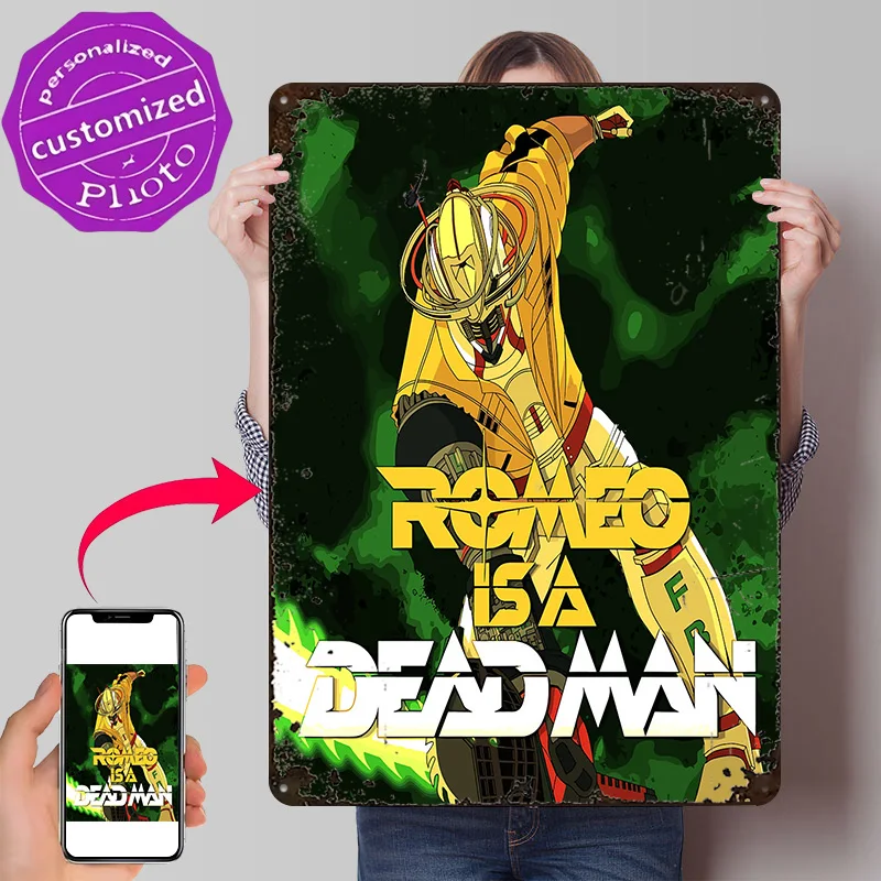 Romeo Is a Dead Man Anime Personalized 3D Textured Metal Poster Wall Art Tinplate Sign for Coffee Bar Accessories House Decor