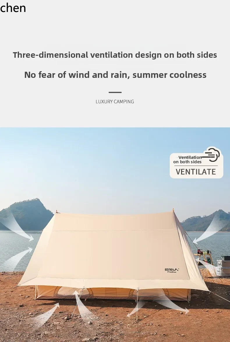DSAHouse-shaped Outdoor Tent Rainproof Camping Thickened Cotton Fabric Large Camping