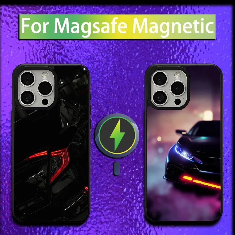 

T-Type R C-Civic Car Taillight Phone Case For iPhone 16,15,14,13,12,11,Plus,Pro,Max,Mini Magsafe Magnetic Wireless Charging