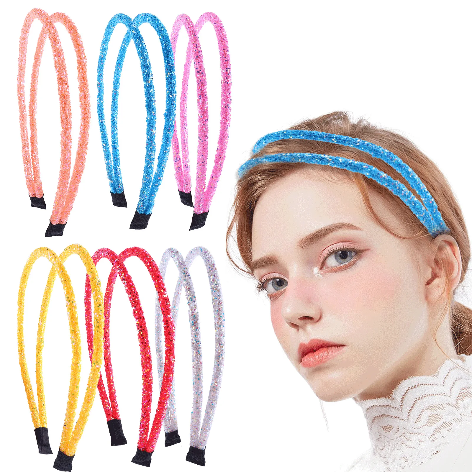 Glitter Headbands for Women Non Slip Elastic Hair Bands for Girls Soft  Cute Party Accessories