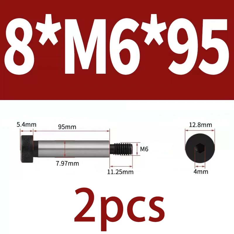 Image of 2 Stück ISO7379 Sechskant-Schulterbolzen M6x95mm M6x110mm M6x120 12.9 Klasse Hochfester Stahl Schulterbolzen Rollenlagerschraube