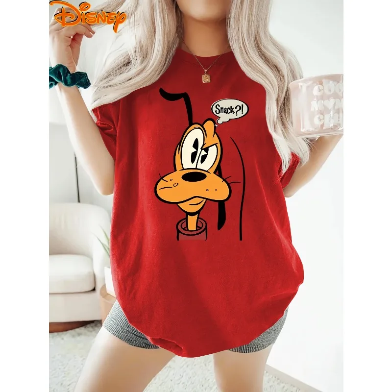 Disney décontracté Pluto imprimé T-Shirt femmes hommes coton fille T-Shirt vacances unisexe tendance surdimensionné cadeau d'anniversaire haut respirant vêtements