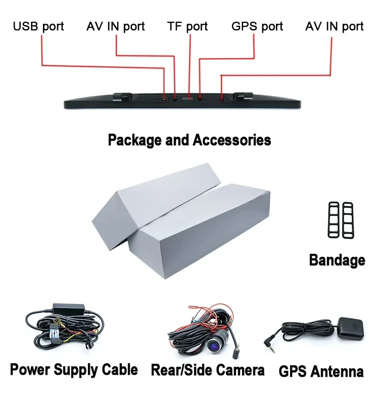 3 Cameras 360 Degree 3 Lens Car Dvr Dashcam 2k Dash  Rearview Mirror Video Loop Recording 360 Dashcam Panoramic