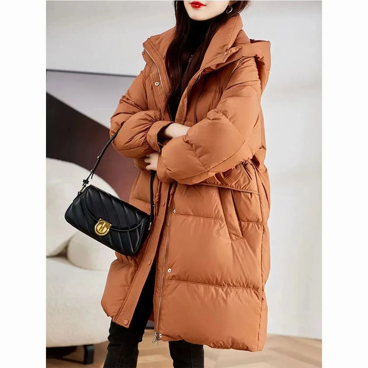 2025, Winter Neue Koreanische Ausgabe Große pelz kragen Lose Baumwolle Jacke frauen Verdicken Mantel Parker Weibliche Medium Länge Warme mantel