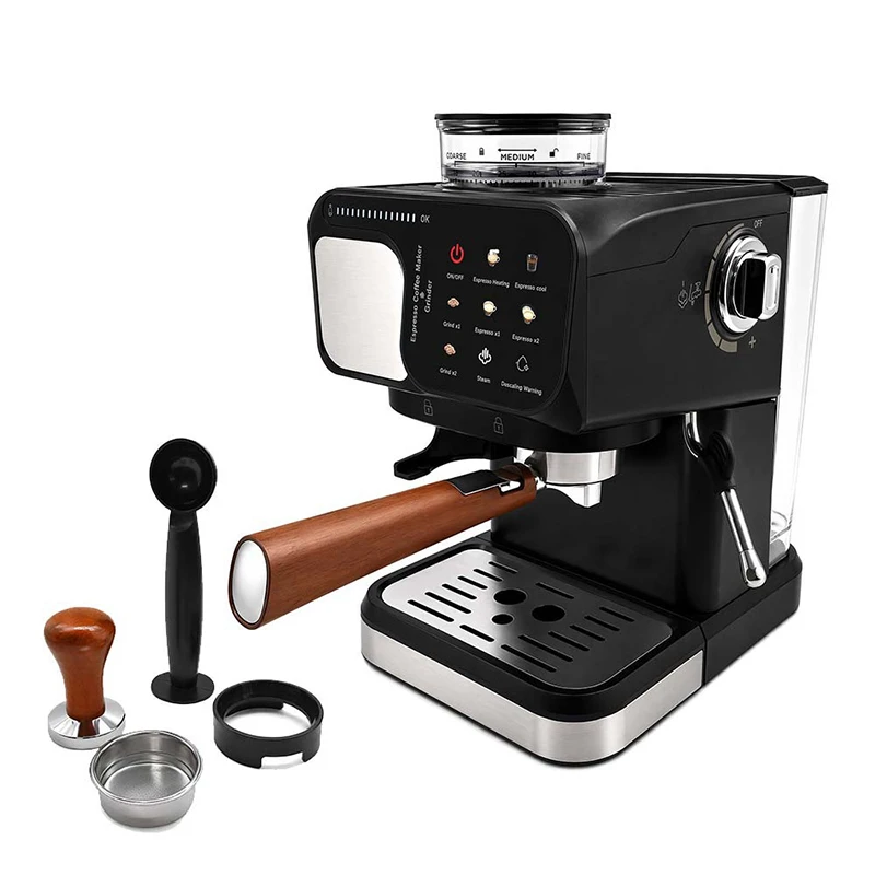 Espresso Machine with Built-in Grinder, Digital Temperature Control, Hot and Cold Extraction, Steam Frother Coffee Machine