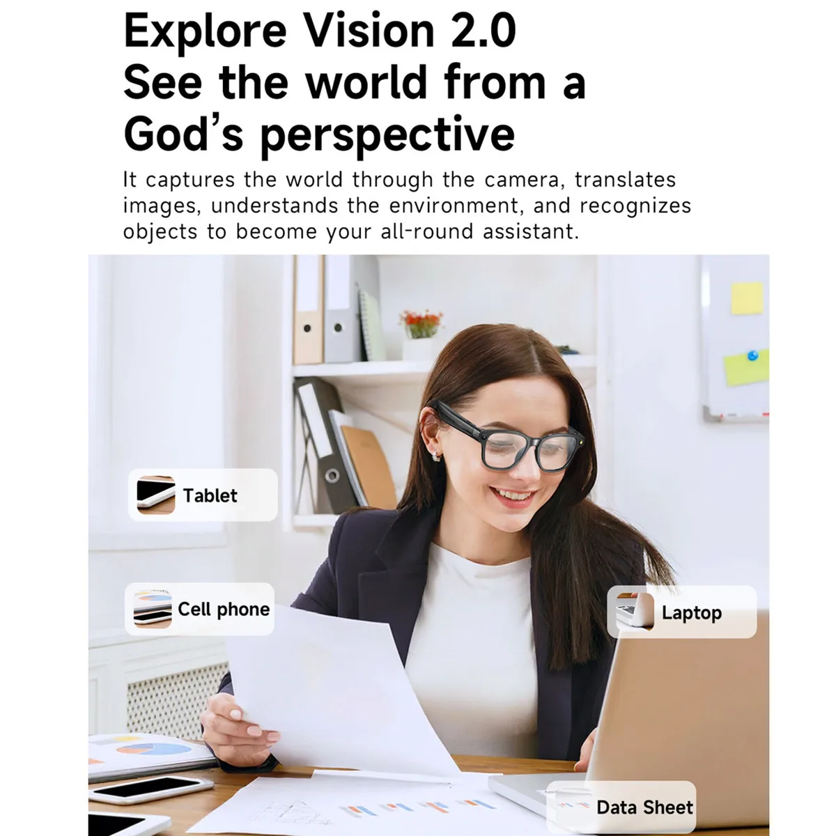 Smart Glasses Video Camera 800W HD Shooting WIFI Transmission Bluetooth Call AI Image Recognition Smart Translation Glasses