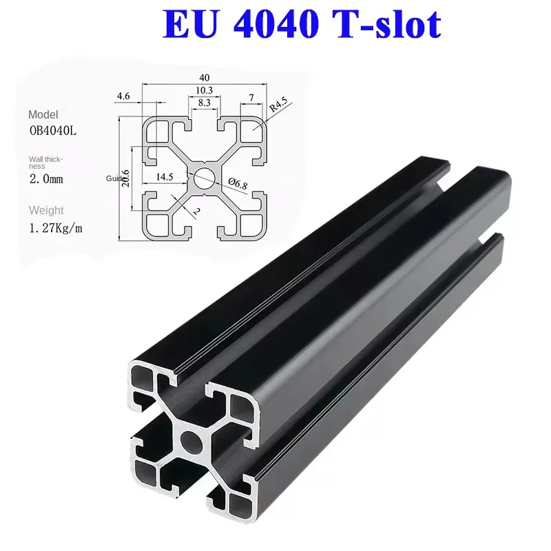 1PC BLACK 4040 4040 T Slot European Standard Anodized Aluminum Profile Extrusion 100-1000mm Linear Rail for CNC 3D Printer