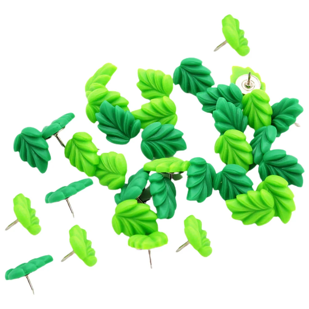 

30 Pcs Leaves Green Thumbtacks Resin Cute Plant Press Pins Photo Wall I-shaped Nails 30pcs Portable Leaf Pushpins Decorative