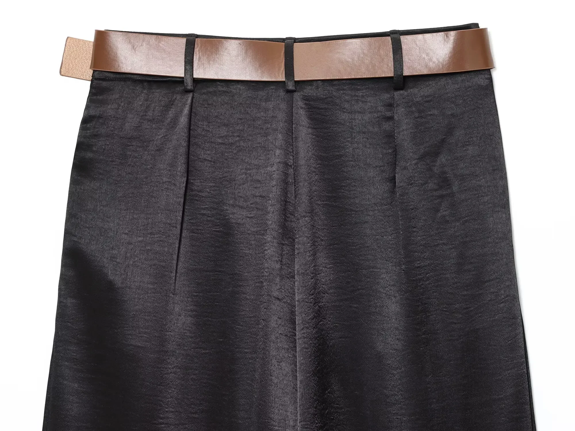 2023 zomer nieuwe dameskleding effen kleur casual chic geplooide decoratie met riem satijnen getextureerde wijde pijpen broek