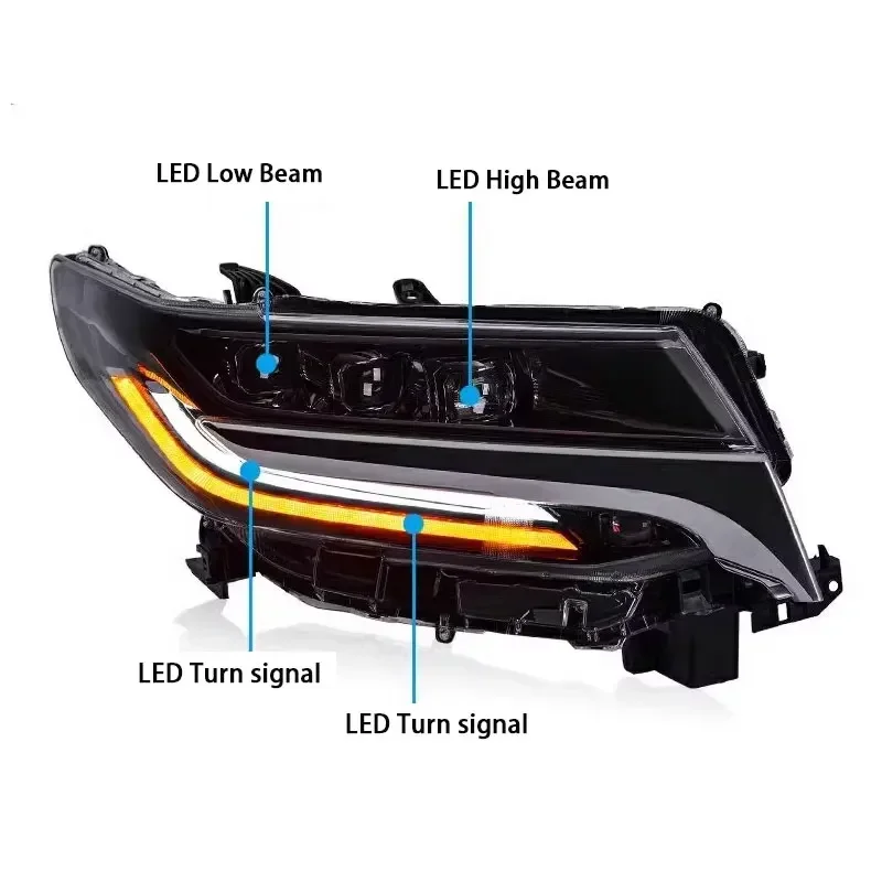 1 Pair Car LED Headlight Assembly for Toyota Alphard 2018-2021 Headlights Plug and Play DRL Dynamic Turning Head Lights