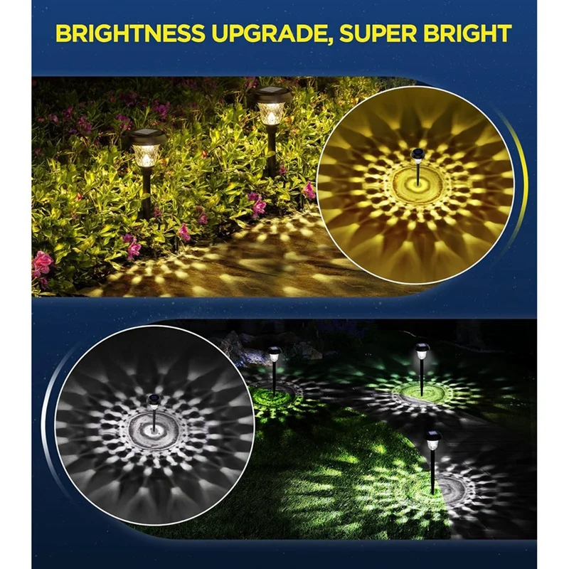 Solar Lights Outdoor Waterproof 8 Pack, Faster Charge Solar Lights For Outside With Vibrant Mandala Pattern