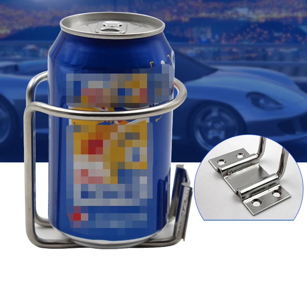 

Stainless Steel Car Drink Holder Rack for Auto Household Mounted Bottle Container Heavy Duty Cup Stand L Shape Design Fits Sizes