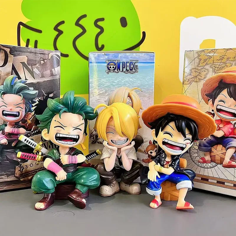 ฟิกเกอร์อนิเมะ One Piece - เวอร์ชัน Q ยิ้มลูฟี่, ซันจิ, ซูโร, เครื่องประดับรถยนต์ • เดสก์ท็อปตกแต่ง • ตุ๊กตาสะสม • โมเดลของขวัญ