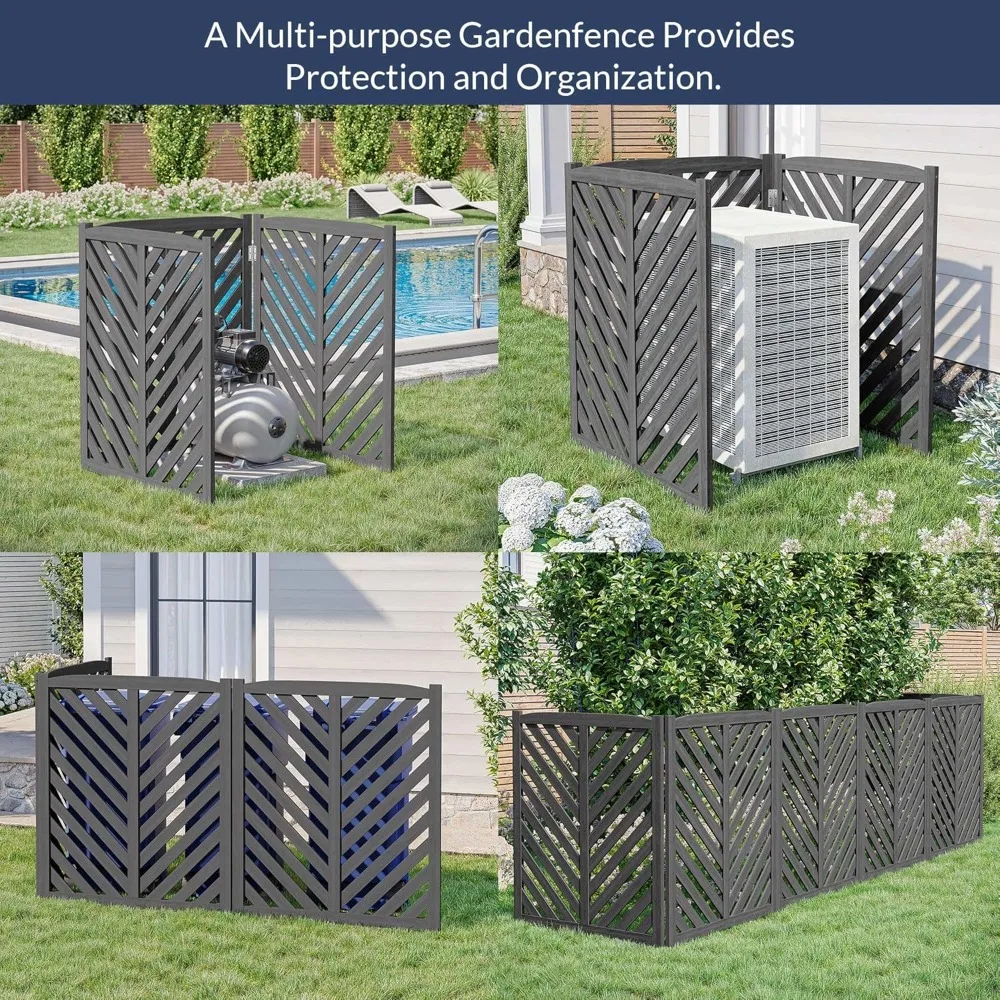 Privacy Air Conditioner Fence 3 Panels, Wooden Fence Panel Trash Can Enclosure Pool Equipment Generator for Outside Unit