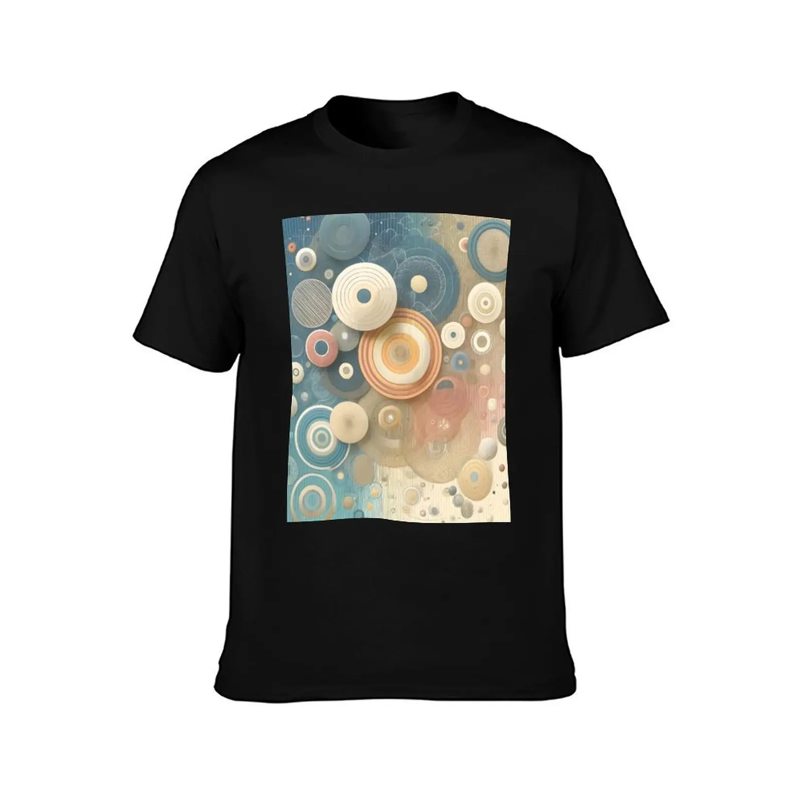 Serene Pastel Circles Art - Calming Geometric Wall Decor T-Shirt Urban Style Casual Short Sleeve Top T-Shirt