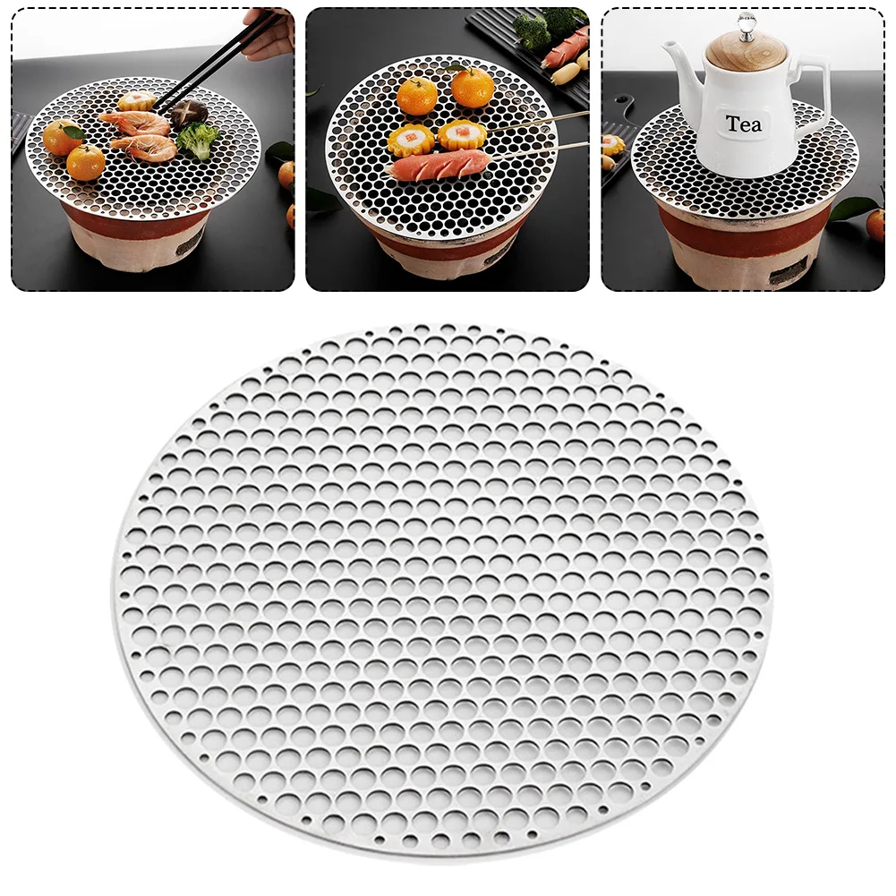 Stainless Steel Round Grill Net BBQ Mat Carbon Furnace Steam Nets Barbecue Rack Round Outdoor Camping Barbecue Rack