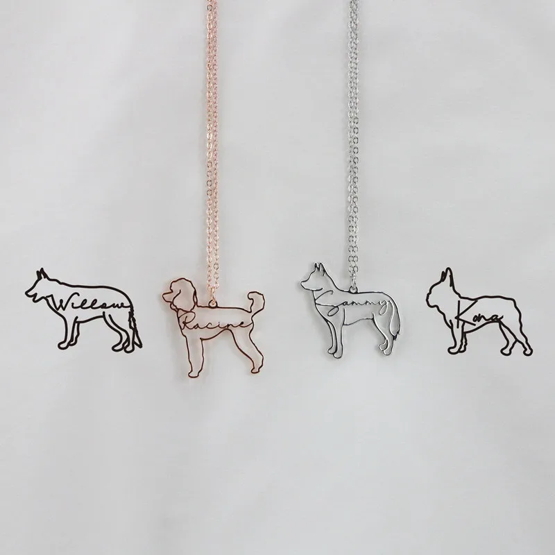 

Custom Name Dog Necklace Pet Personalized Animal Pendant Stainless Steel Necklace Memorial Gift