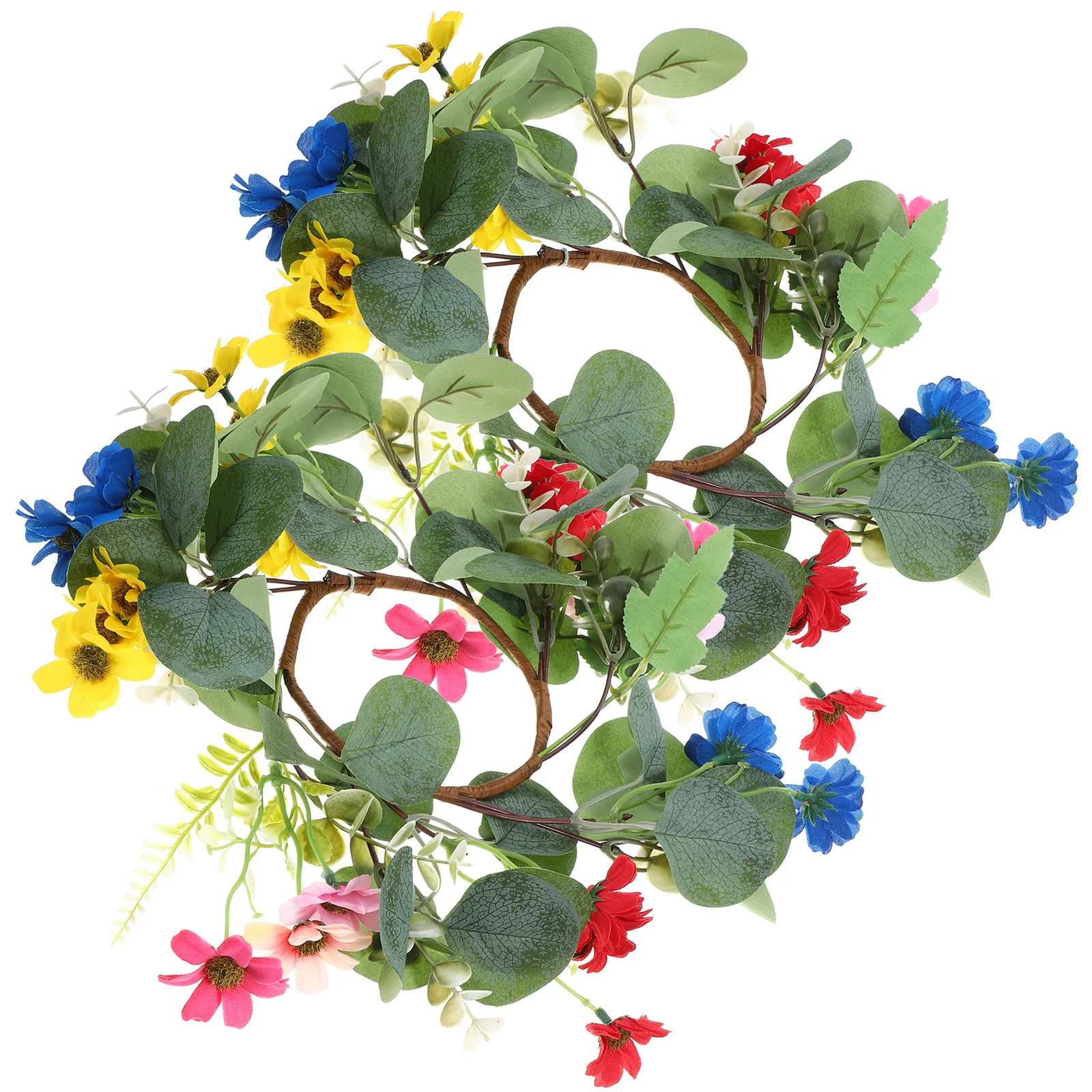 

2pcs Floral Rings Artificial Eucalyptus Leaf Decorative Table Centerpiece Wedding Birthday Festival Rustic Pillar