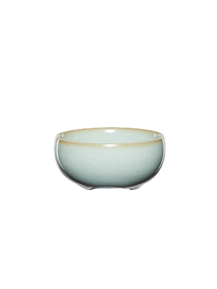

Tea Cup Ceramic Single Azure Glaze Crackle Gift Box Handmade High-End Exquisite New Suitable for Office Study Desktop Decoration
