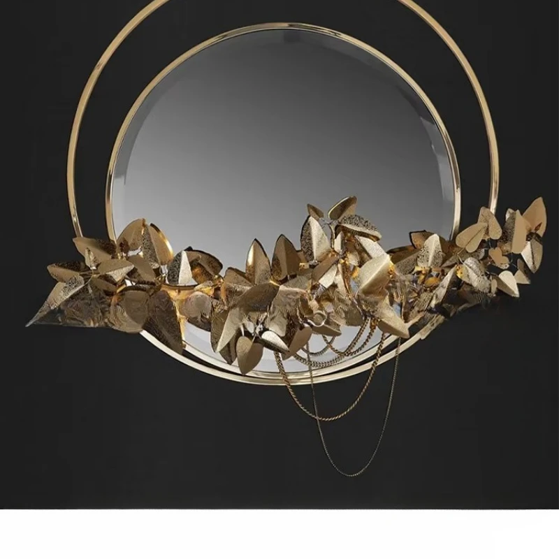 

Nordic style creative copper wall mirror living room bedroom TV background decorative furniture
