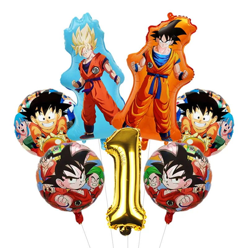 Pastel Tone Dragon Ball Z Inspired Balloon Bouquet Four Star Foil Mylar Softened for Modern Kids Birthday Setup view 2