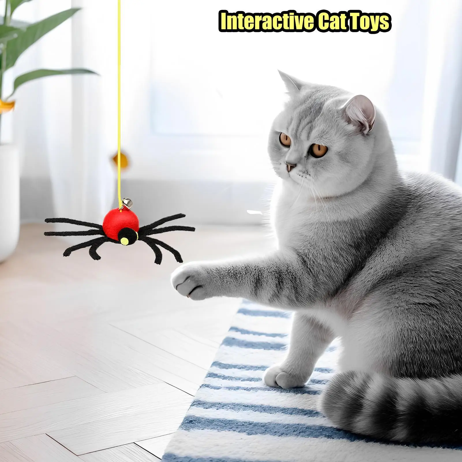 Hanging cat toy elastic rope interactive spider design door swing cat teaser Elastic String Spider Game Interactive Cat Toys