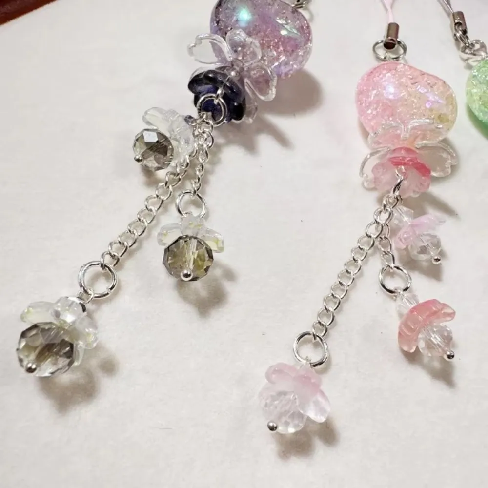 

Sweet Delicate Flower Guben Chain Keychain Chubby Heart-shaped Floral Guben Pendant Car keychain Card Book Mobile Phone Pendant