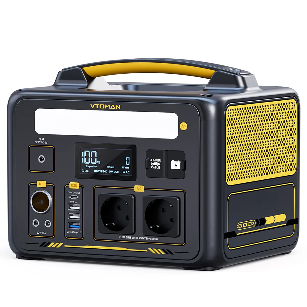 VTOMAN JUMP 600X Tragbare Powerstation 299Wh LiFePO4 1200W Spitzenleistung Notstromgenerator Solargenerator